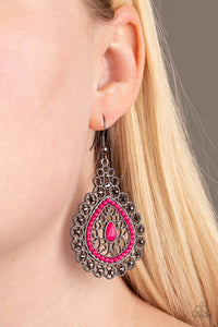 Carnival Courtesan - Pink Paparazzi Earrings