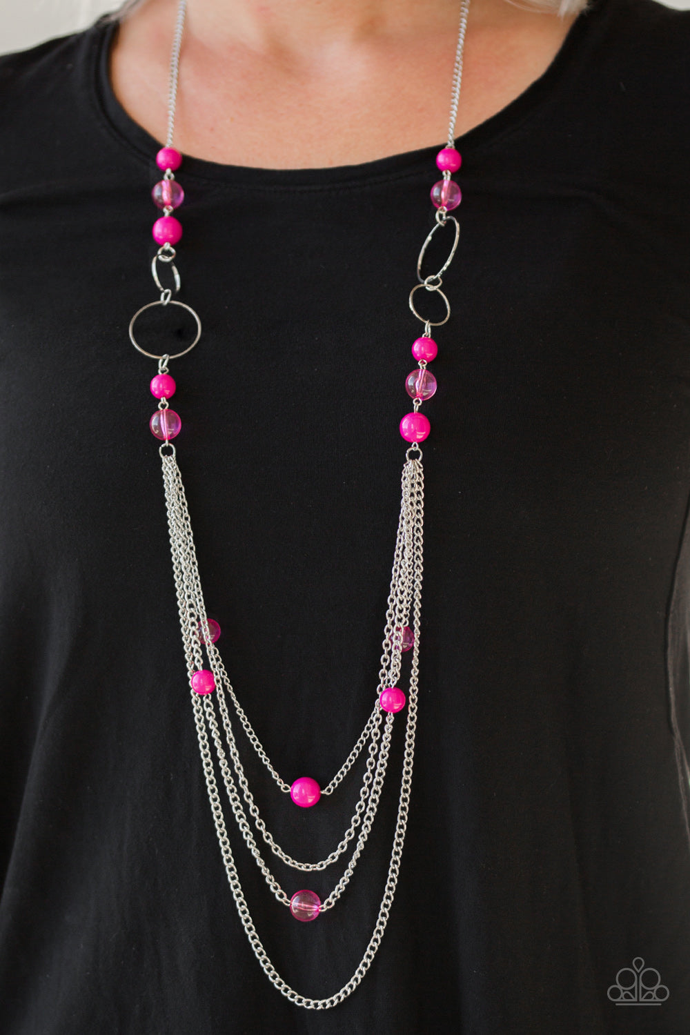 Hot Pink Wood Beaded Necklaced Handcrafted in Thailand - Pink Muse | NOVICA