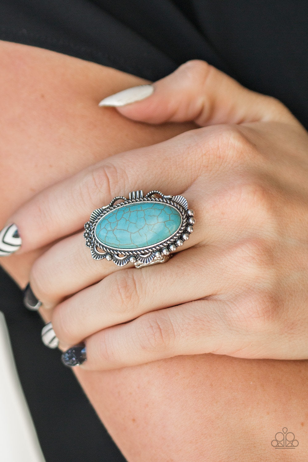 Paparazzi desert store thirst blue ring