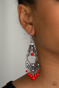 Colorfully Cabaret - Red - Earrings