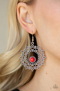 Wreathed In Whimsicality - Red - Paparazzi  Earrings