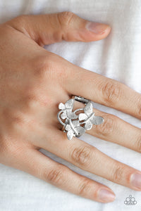 Full Of Flutter - Silver Paparazzi Ring