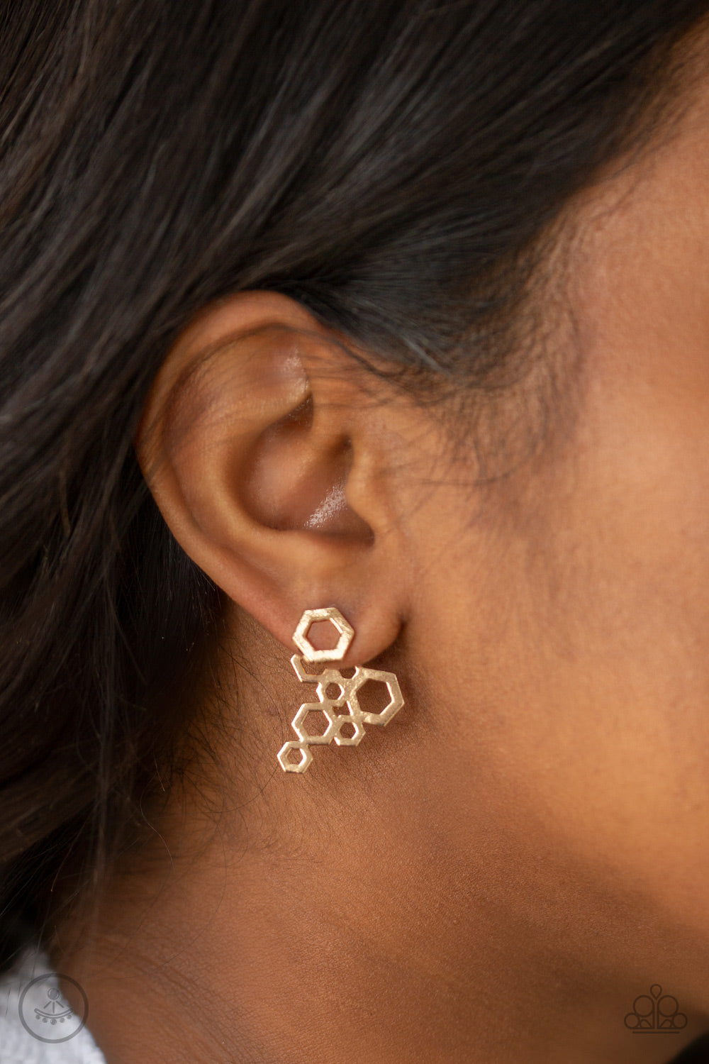 Six-Sided Shimmer - Gold - Earrings