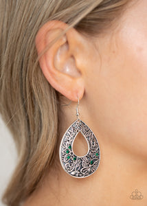 Botanical Butterfly - Green Earrings
