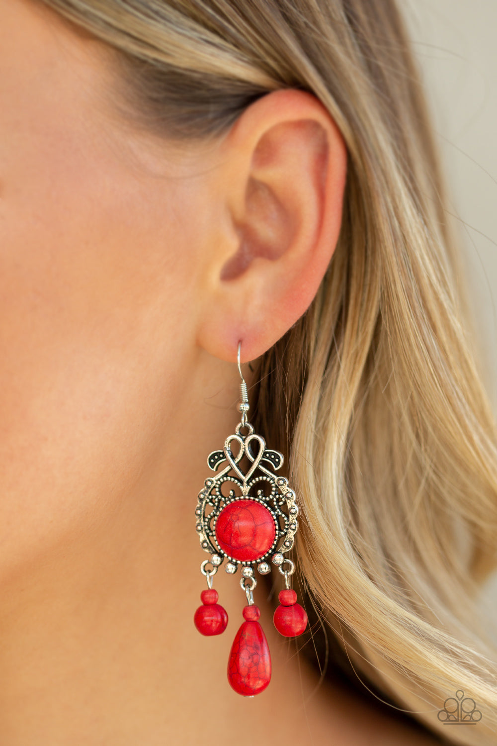 Stone Bliss - Red Paparazzi Earrings