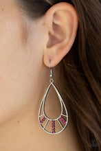 Load image into Gallery viewer, Line Crossing Sparkle - Pink - Earrings
