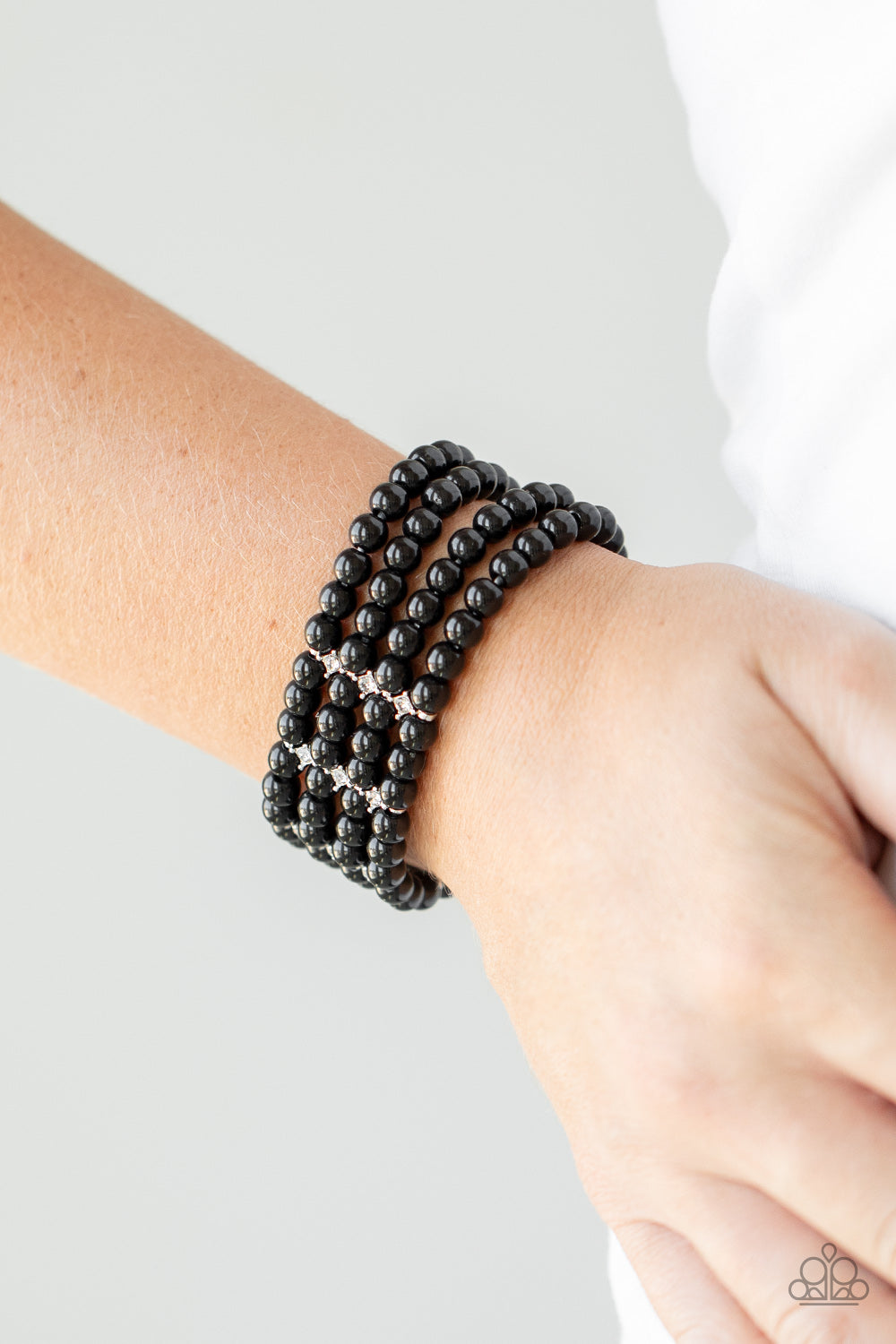 Stacked To The Top - Black Paparazzi Bracelet
