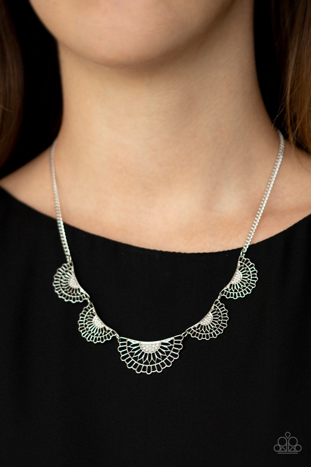 Fanned Out Fashion - Silver - Necklace