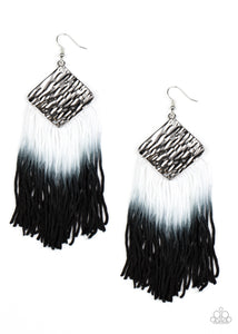 DIP The Scales - Black Fringe Paparazzi  Earrings