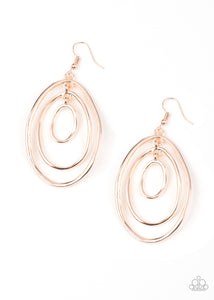 Retro Ruins - Rose Gold Paparazzi Earrings