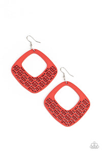 WOOD You Rather - Red Paparazzi Earrings