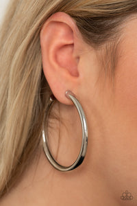 Curve Ball - Silver Paparazzi Earrings - #2268