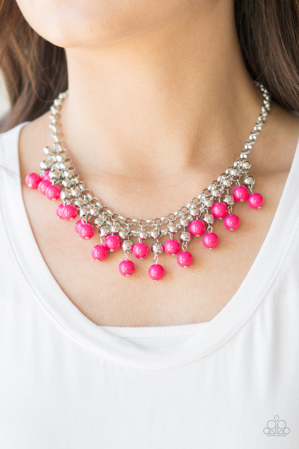 Friday Night Fringe - Pink - Necklace