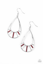 Load image into Gallery viewer, Line Crossing Sparkle - Red - Earrings
