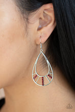 Load image into Gallery viewer, Line Crossing Sparkle - Red - Earrings
