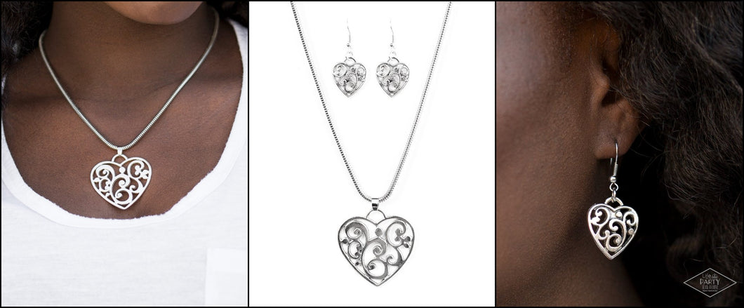FILIGREE Your Heart With Love Silver Paparazzi Necklace